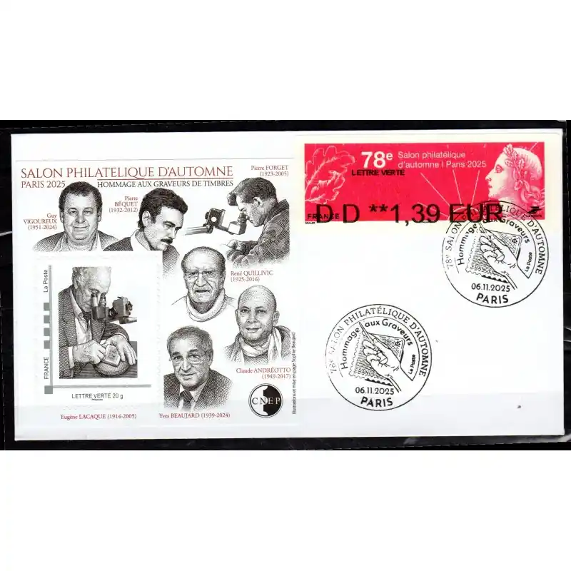 Offre Limitée Enveloppe Salon Philatélique d'Automne 2025 avec bloc CNEP, LISA et cachet