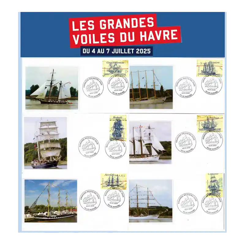 Enveloppes philatéliques "Les grandes voiles du Havre 2025" Série n°1 Offre Du Jour