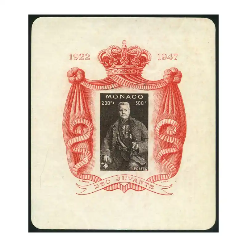 Prix Bas Monaco Bloc Feuillet n°2 25 ans de règne du prince Louis Neuf **