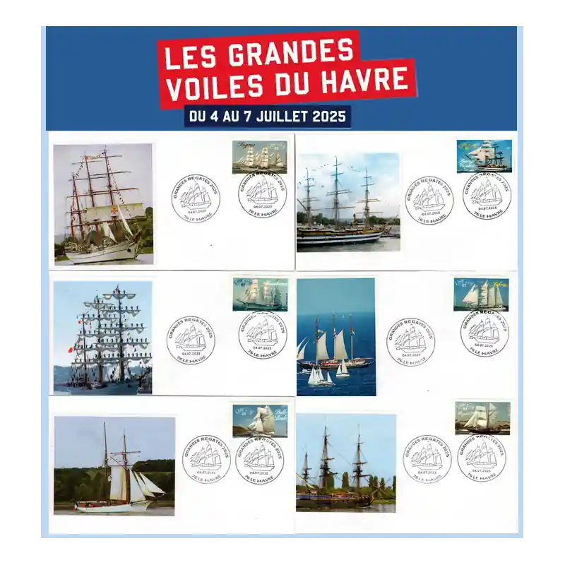 Enveloppes philatéliques "Les grandes voiles du Havre 2025" Série n°3 Gros Lot