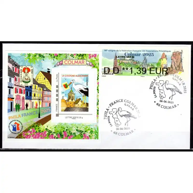 Enveloppe Phila France 2025 avec bloc FFAP, LISA et cachet Promotion