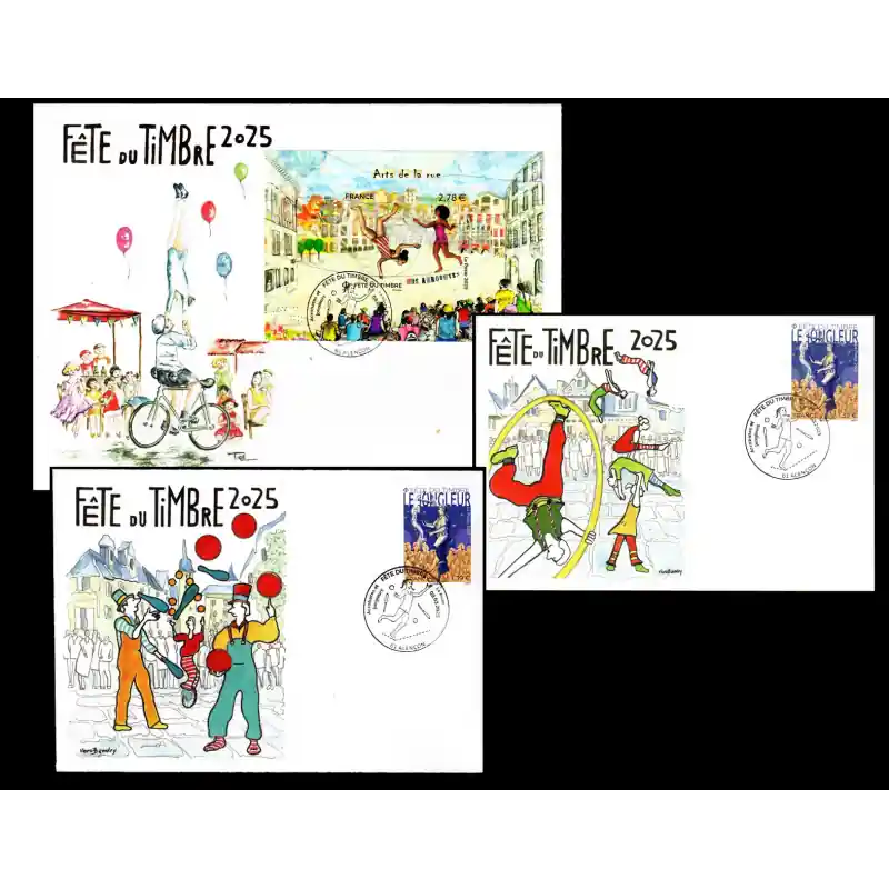 Commander Vite Lot 3 Souvenirs philatélique FFAP Carte enveloppes Fête du timbre 2025 "Art de la rue" Alençon 61