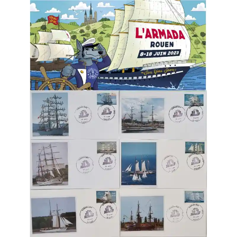 Enveloppes philatéliques "L'Armada Rouen 2023" Série n°3 Prix Bas