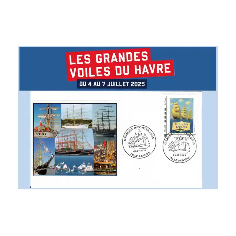 Enveloppe philatélique avec Timbre "Les grandes voiles du Havre 2025" n°2 Commander Maintenant
