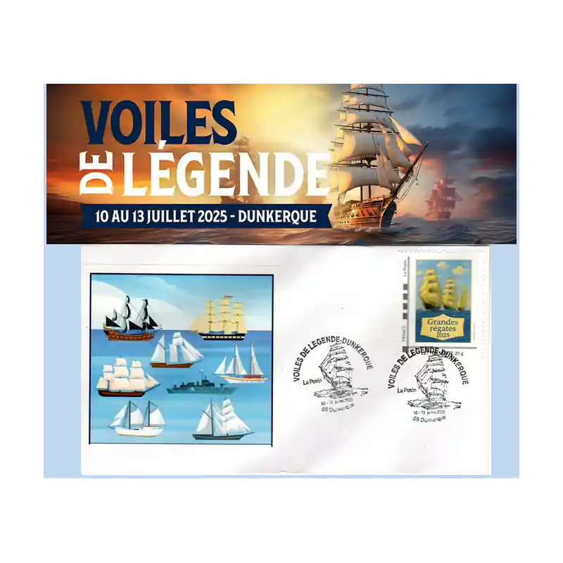 Promotion Enveloppe philatélique avec Timbre "Voiles de légende Dunkerque 2025" n°1