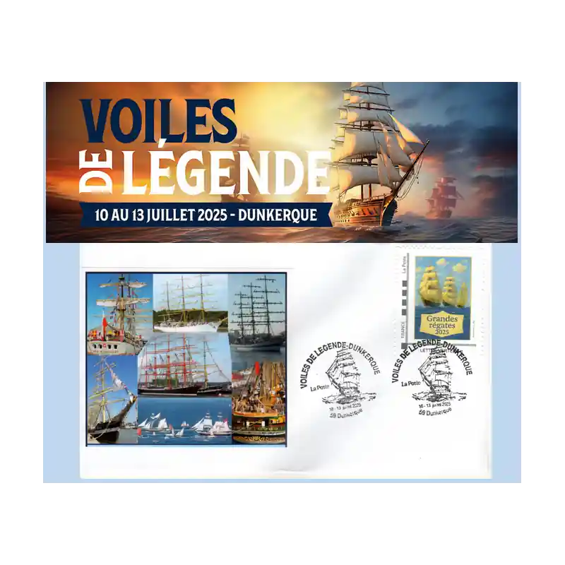 Enveloppe philatélique avec Timbre "Voiles de légende Dunkerque 2025" n°2 Must-Have