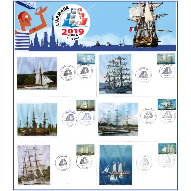 Livraison Mondiale Enveloppes philatéliques "L'Armada Rouen 2019" Série n°2