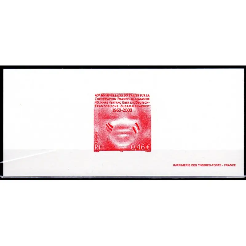 Gravure du timbre "40 ans du Traité sur la Coopération franco-allemande" n°3542 Fait Main