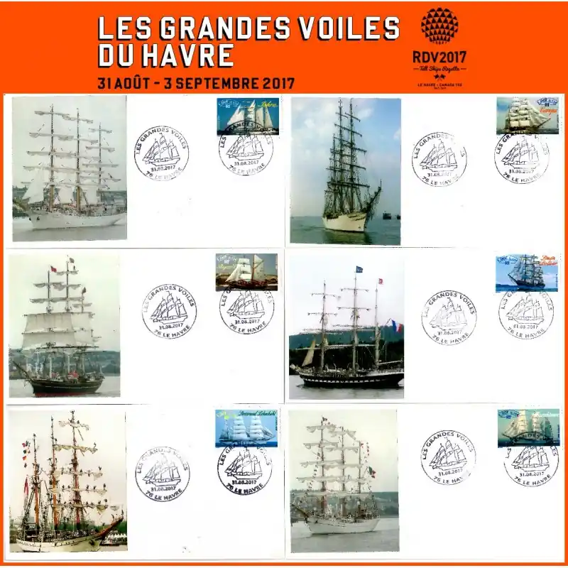 Enveloppes philatéliques "Les Grandes Voiles du Havre 2017" Série n°3 Usine Directe