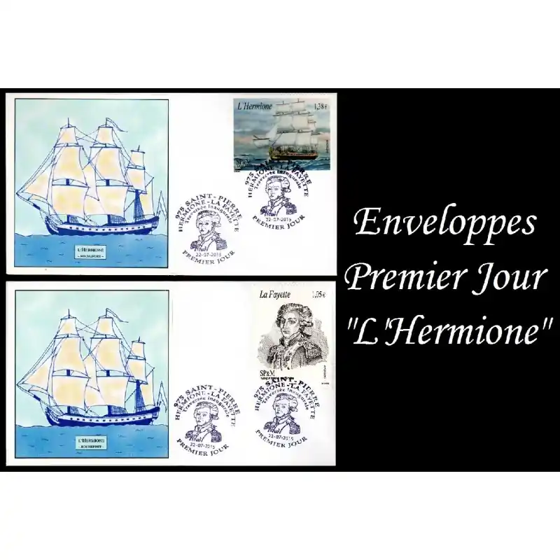 Vente Flash Enveloppes Premier jour "L'Hermione" avec oblitération du voyage inaugurale