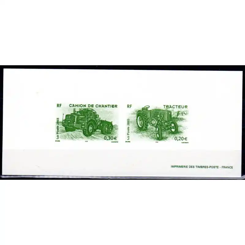 Gravure du timbre "Tracteur et Camion de chantier" n°3610 et 3615 Livraison Express
