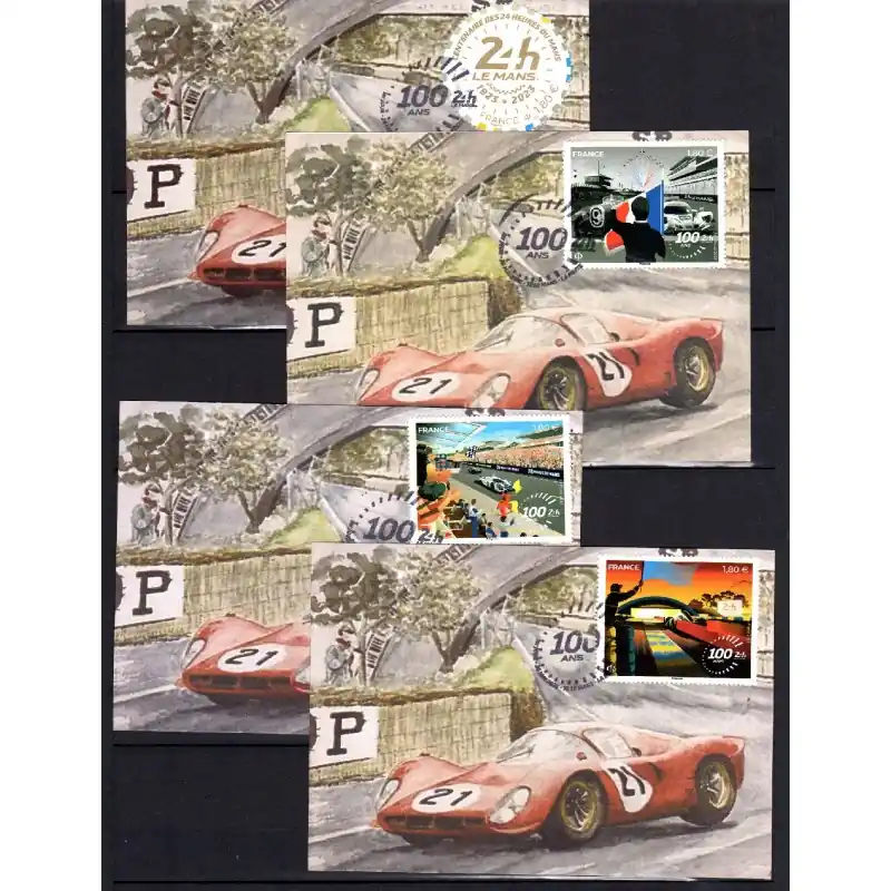 Nouvelle Collection Lot 4 Souvenirs philatélique Cartes 100 ans 24 heures du Mans