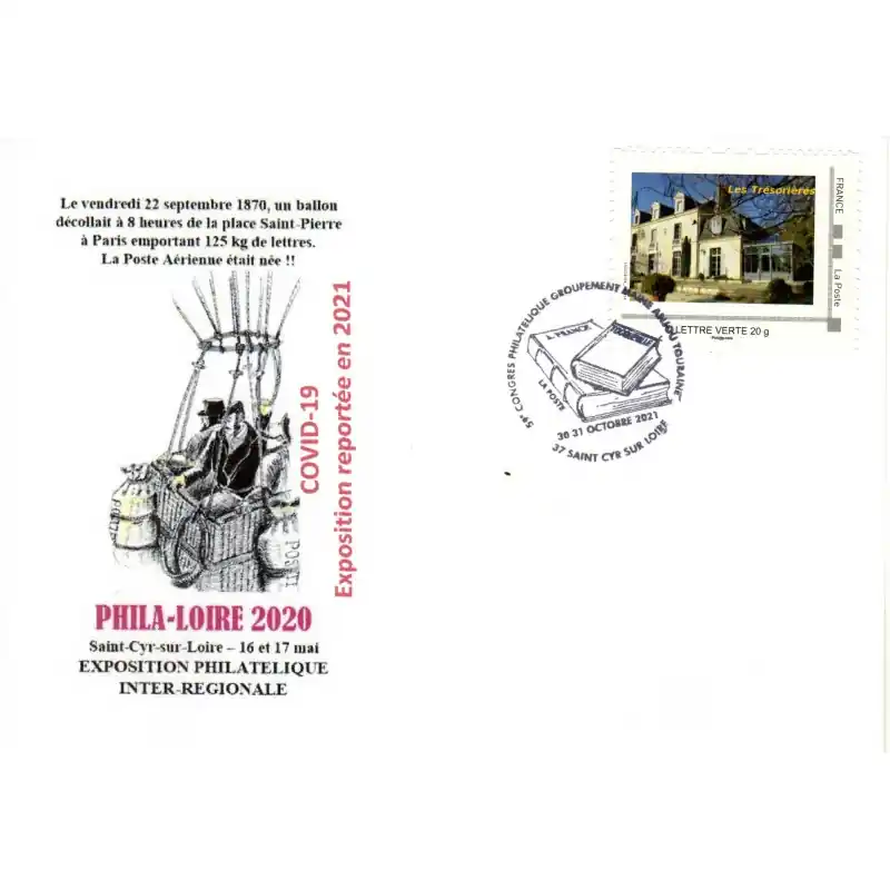 Enveloppe souvenir Phila-Loire 2020 Saint-Cyr sur Loire 37 n°2 Prix Cassé