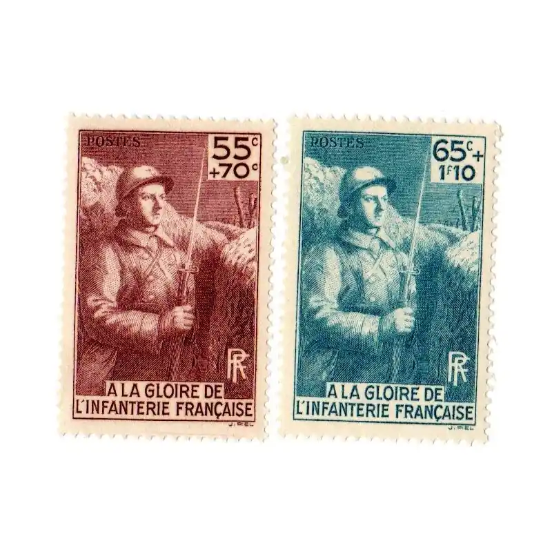 Dernier Modèle Timbre France N°386 / N°387 L'infanterie Neuf **