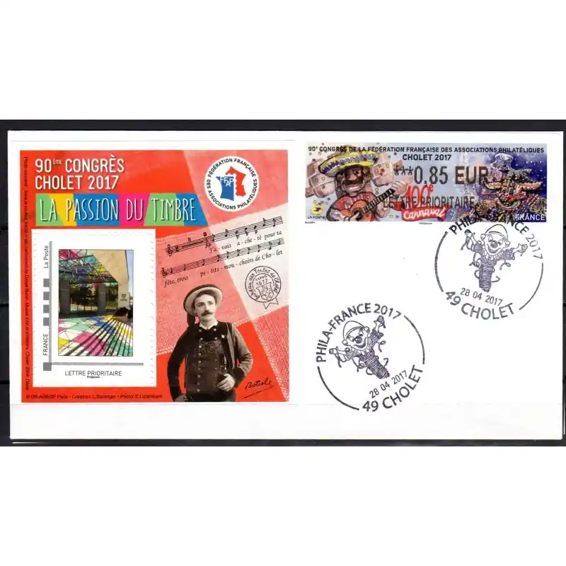 Enveloppe 1er jour Cholet 2017 avec LISA et bloc FFAP Offre Exclusive