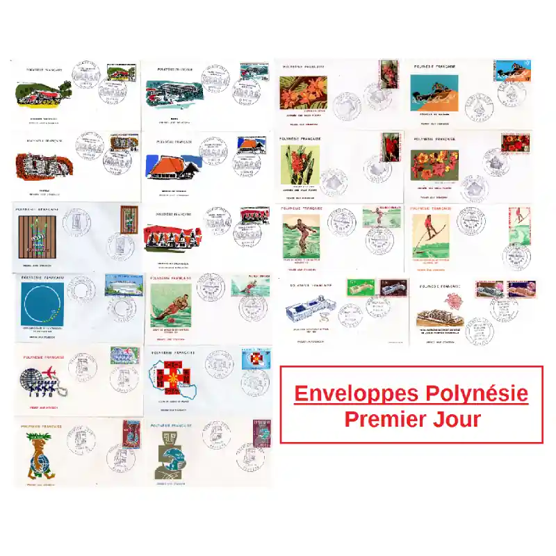 Artisanat Lot Enveloppes 1er jour Polynésie 1969-1972