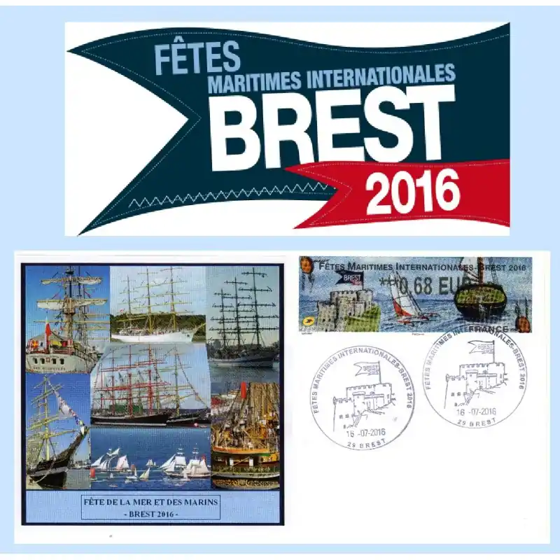 Enveloppe philatélique BREST 2016 "Fête internationale de la mer et des marins" LISA 2016 Promotion Saisonnière