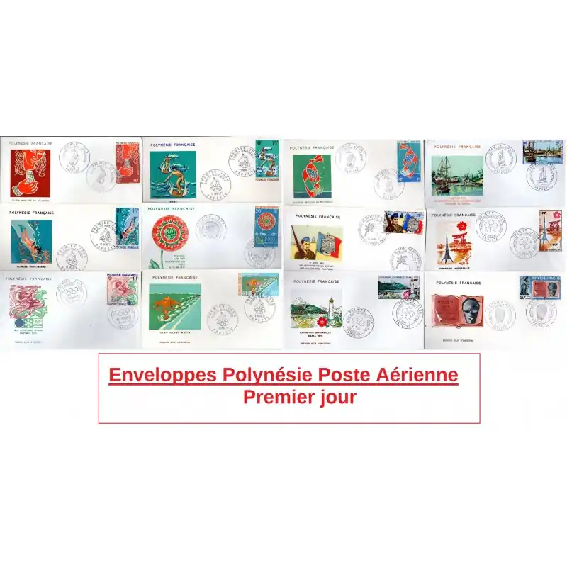 Prix Choc Lot Enveloppes 1er jour Polynésie Poste Aérienne