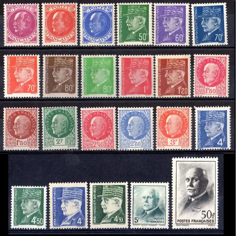 Top Vente Timbres France N°505 à N°525 Effigies du Maréchal Pétain Neuf **