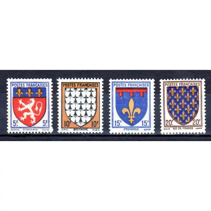 Timbre France N°572 à N°575 Armoiries de provinces Neuf ** Certifié