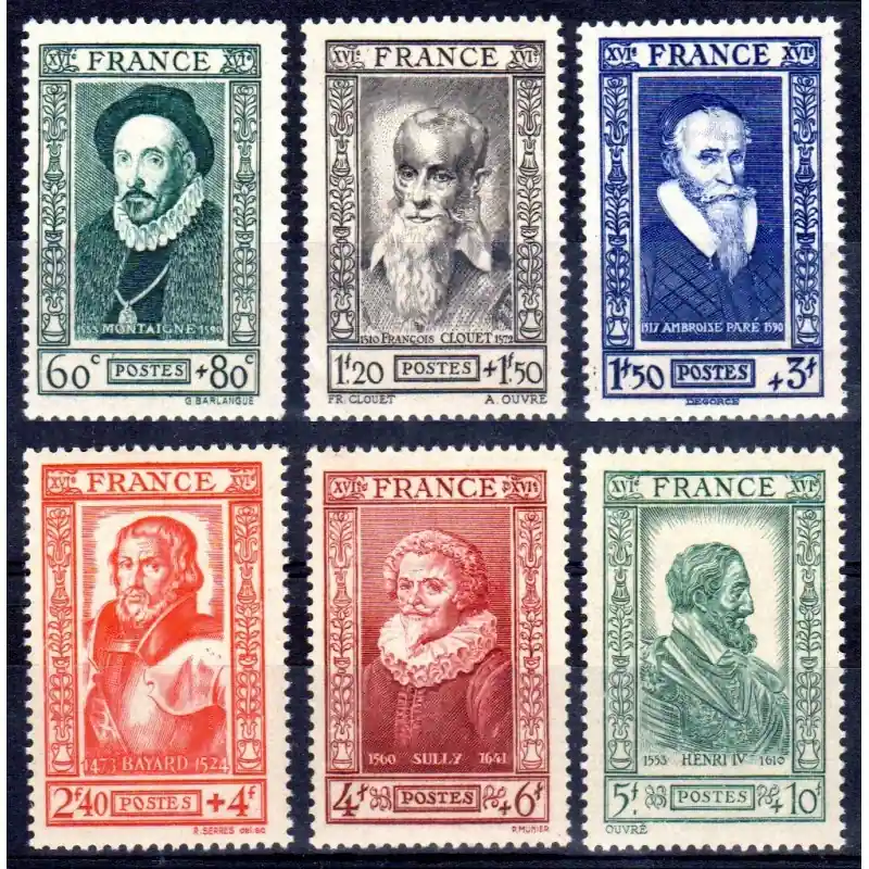 Artisanat Timbres France N°587 à N°592 Célébrités du 16 ème siècle Neuf **