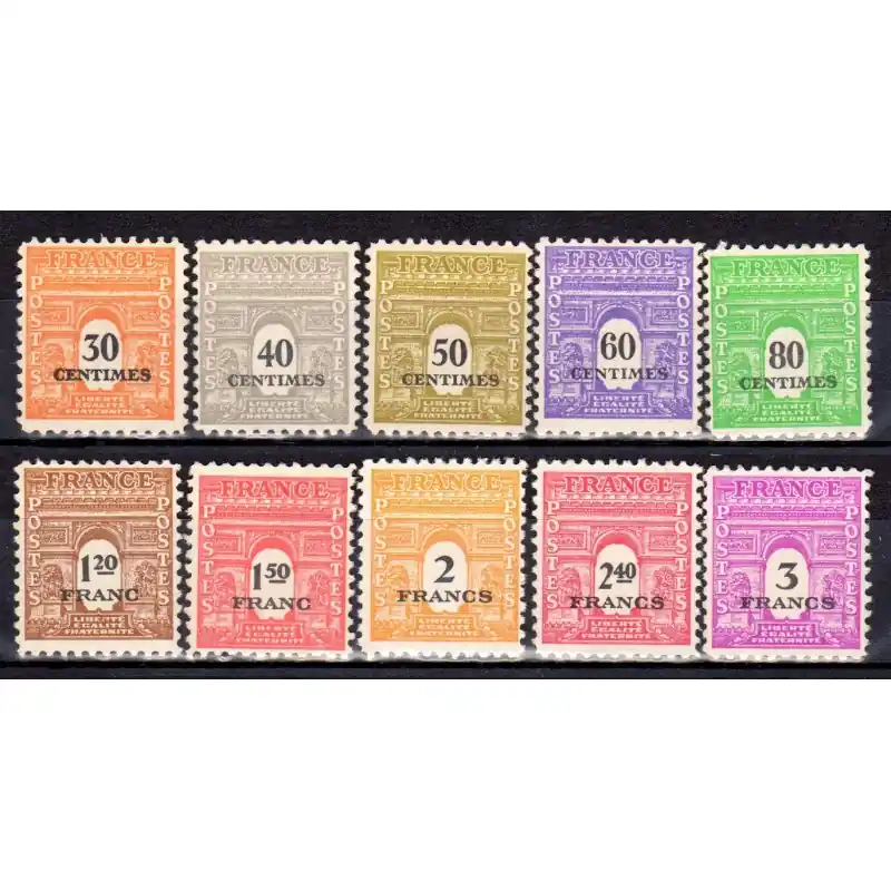Timbres France N°702 à N°711 Type Arc de triomphe Neuf ** Bon Plan