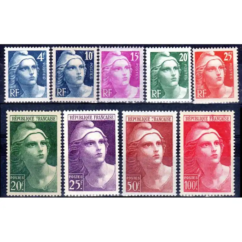 Timbres France N°725 à N°733 Marianne de Gandon Neuf ** Livraison Mondiale