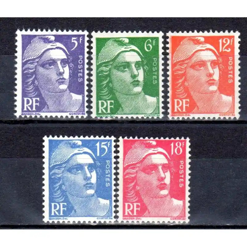Livraison Mondiale Timbres France N°883 à N°887 type Marianne de Gandon Neuf **