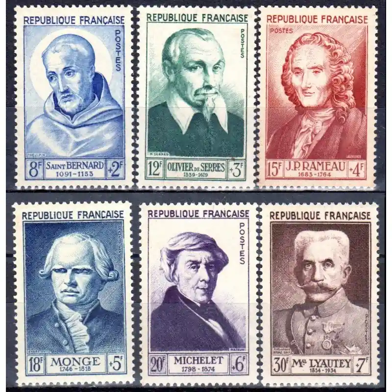 Timbres France N°945 à N°950 Célébrites du 12 eme siècle Neuf ** Offre Limitée