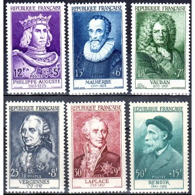 Nouvelle Collection Timbres France N°1027 à N°1032 Célébrites du 12 au 20 eme siècle Neuf **