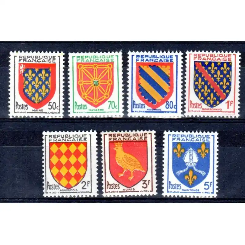 Timbres France N°999 à N°1005 Armoiries de provinces Neuf ** Garantie Incluse
