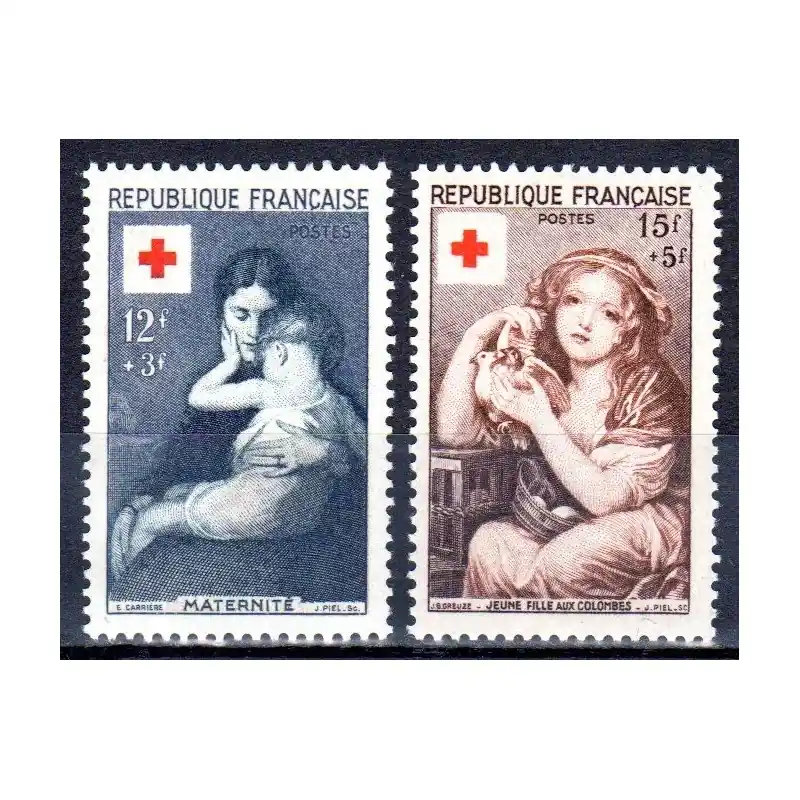 Timbres France N°1006 / N°1007 Au profit de la Croix-Rouge Neuf ** Populaire