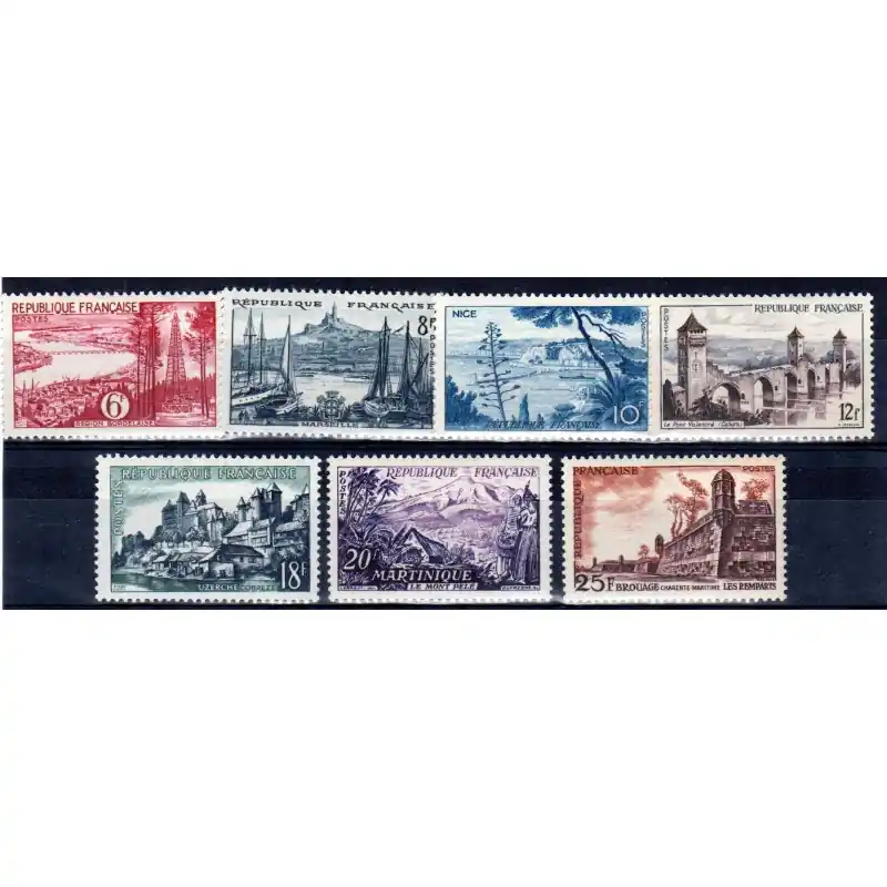 Timbres France N°1036 à N°1042 Série Touristique Neuf ** Exclusif
