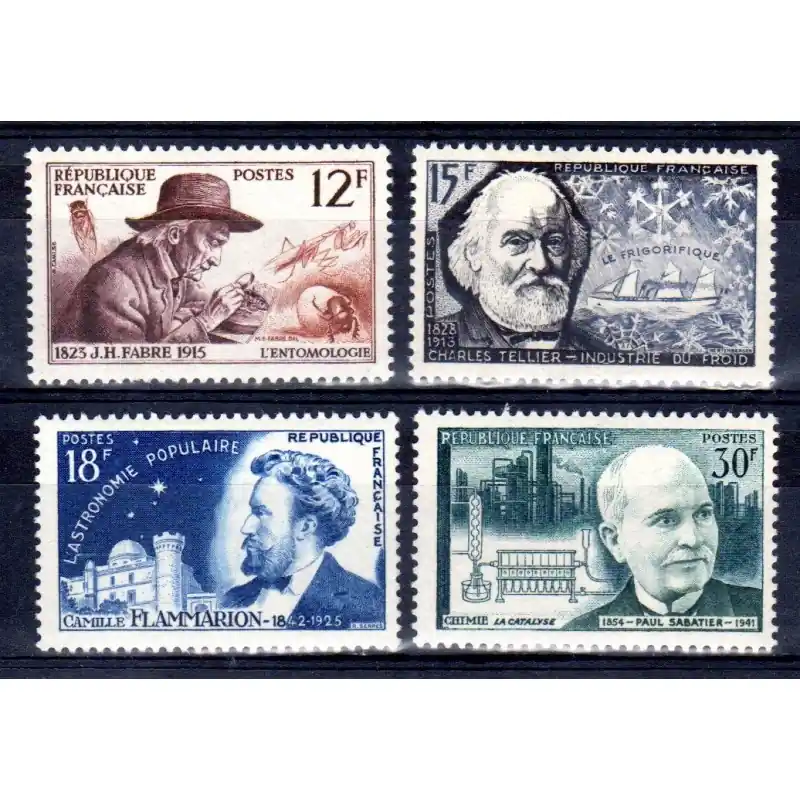 Timbres France N°1055 à N°1058 Inventeurs et chercheurs célébres Neuf ** Retour Gratuit