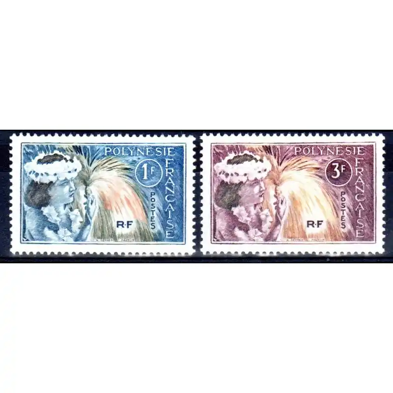Timbres Polynésie n°27 et 28 Marque