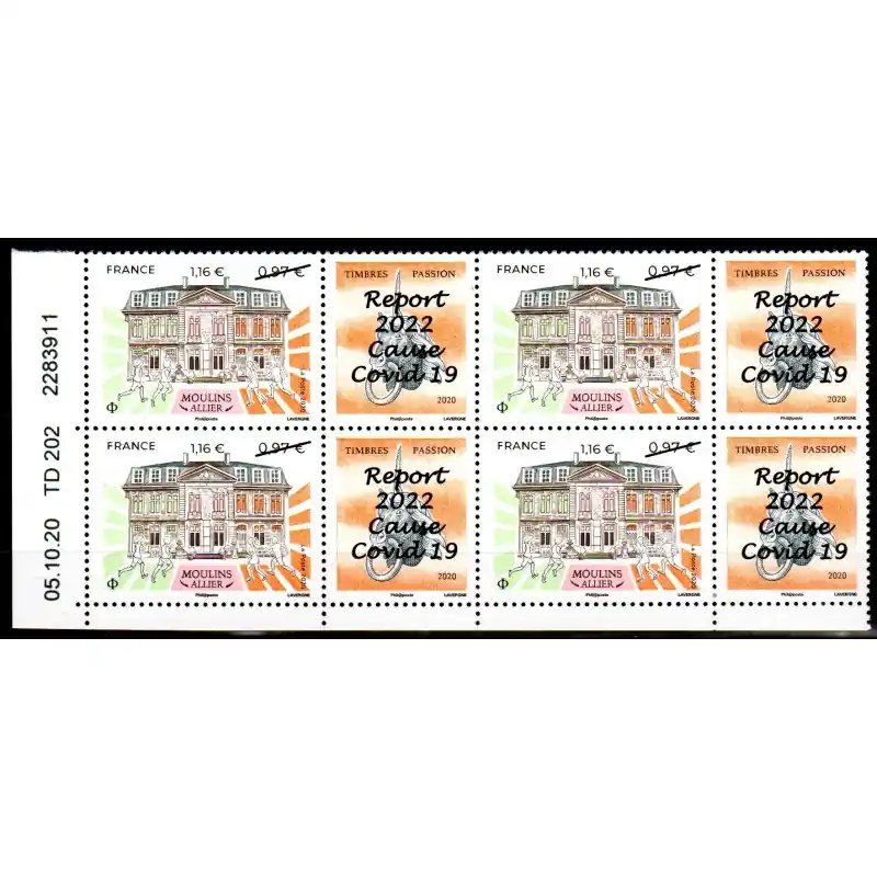 Timbres France 2022 Moulins Allier - Timbres Passion surchargé "Report 2022...." Neuf ** Coin Daté Garantie Incluse