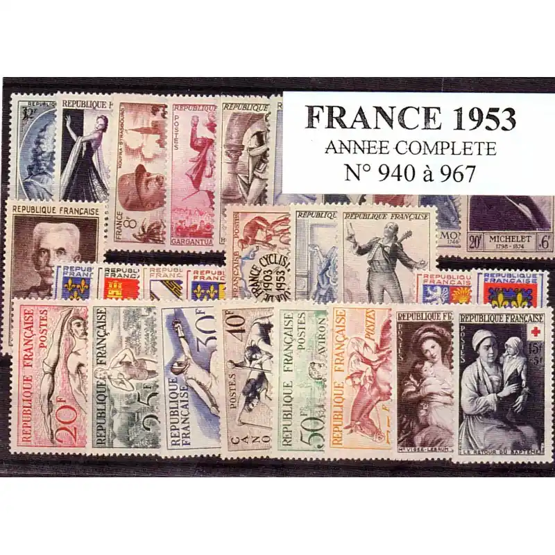 Prix Bas Timbres France 1953 année complète