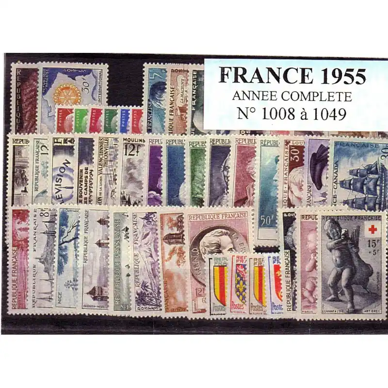 Certifié Timbres France 1955 année complète