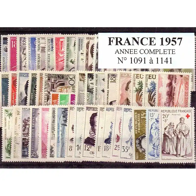 Garantie Incluse Timbres France 1957 année complète