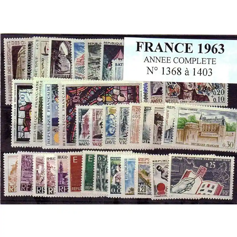 Prix Choc Timbres France 1963 année complète