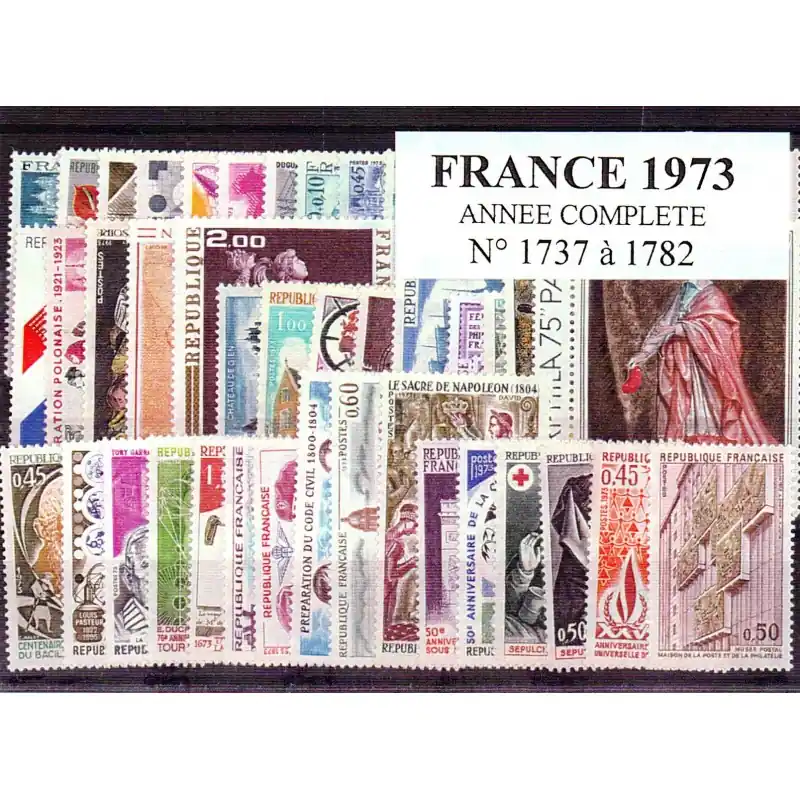 Timbres France 1973 année complète Jusqu’à Épuisement Des Stocks
