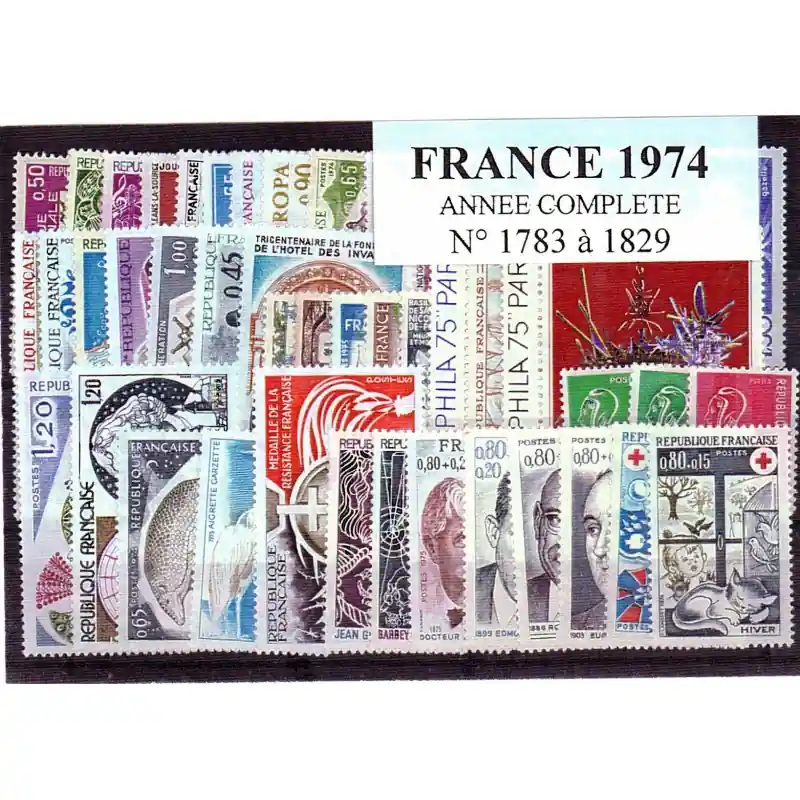 Timbres France 1974 année complète Seulement Aujourd’hui
