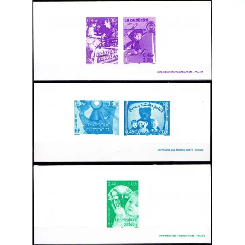Exclusif Gravures des 5 timbres "Le siècle au fil du timbre, communications"