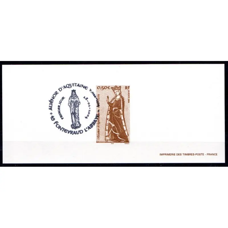 Gravure du timbre "Aliénor d'Aquitaine" Premier jour n°3640 Meilleure Vente