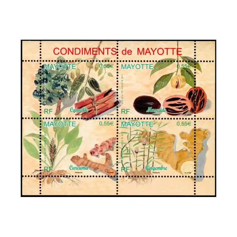 Timbre Mayotte n°210 à 213 Quantité Limitée