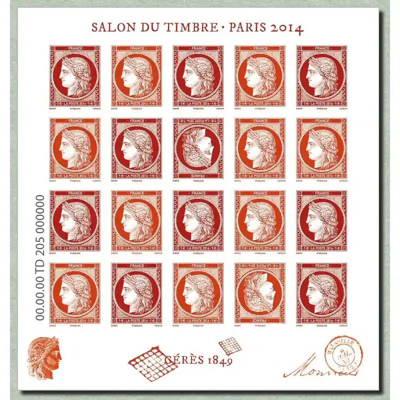 Garantie Incluse Bloc CERES 1849 Salon du timbre Paris 2014 Feuillet n°4871