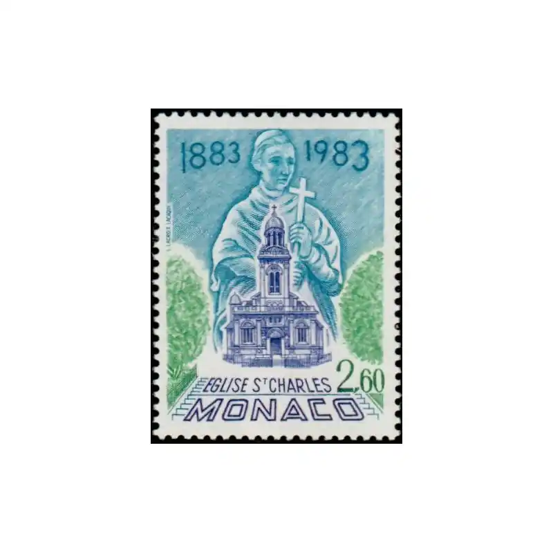 Timbre Monaco n°1368 100 ans de l'inauguration de l'église Saint Charles Premium