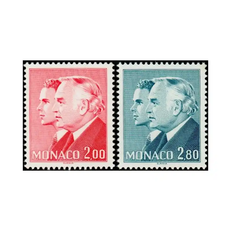 Timbres Monaco n°1374 et 1375 Princes Rainier III et Albert Certifié