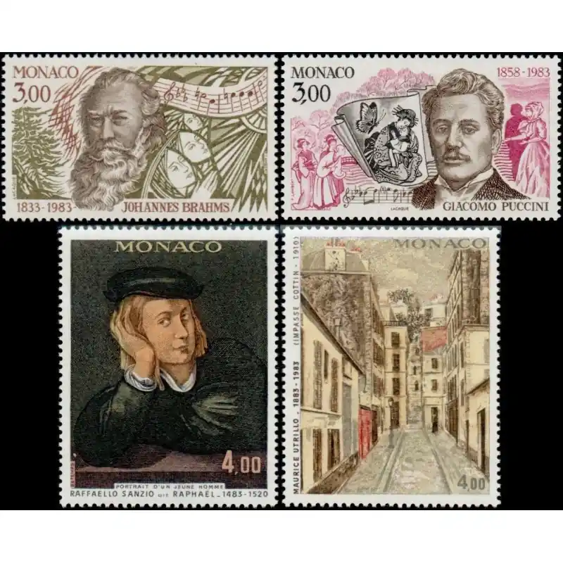 Prix Cassé Timbres Monaco n°1389 à 1392 Série "Les arts"