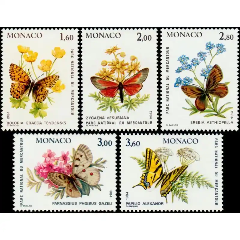 Meilleure Vente Timbres Monaco n°1420 à 1424 Papillons et plantes